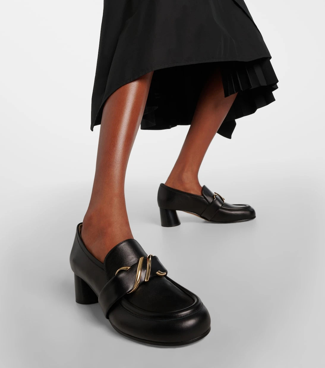 Proenza Schouler - Monogram deri loafer topuklu ayakkabılar