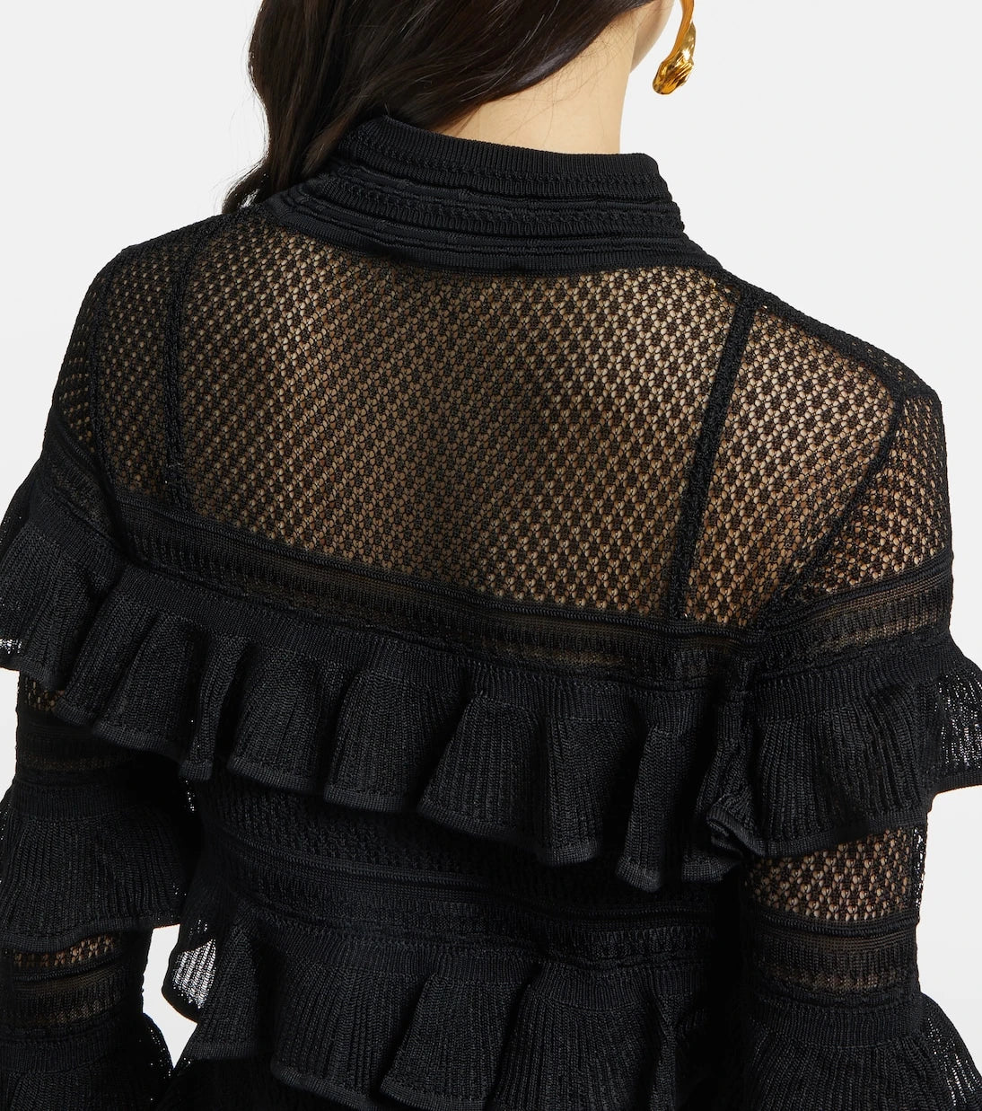 Zimmermann - Crush High Neck Frilled knitted minidress