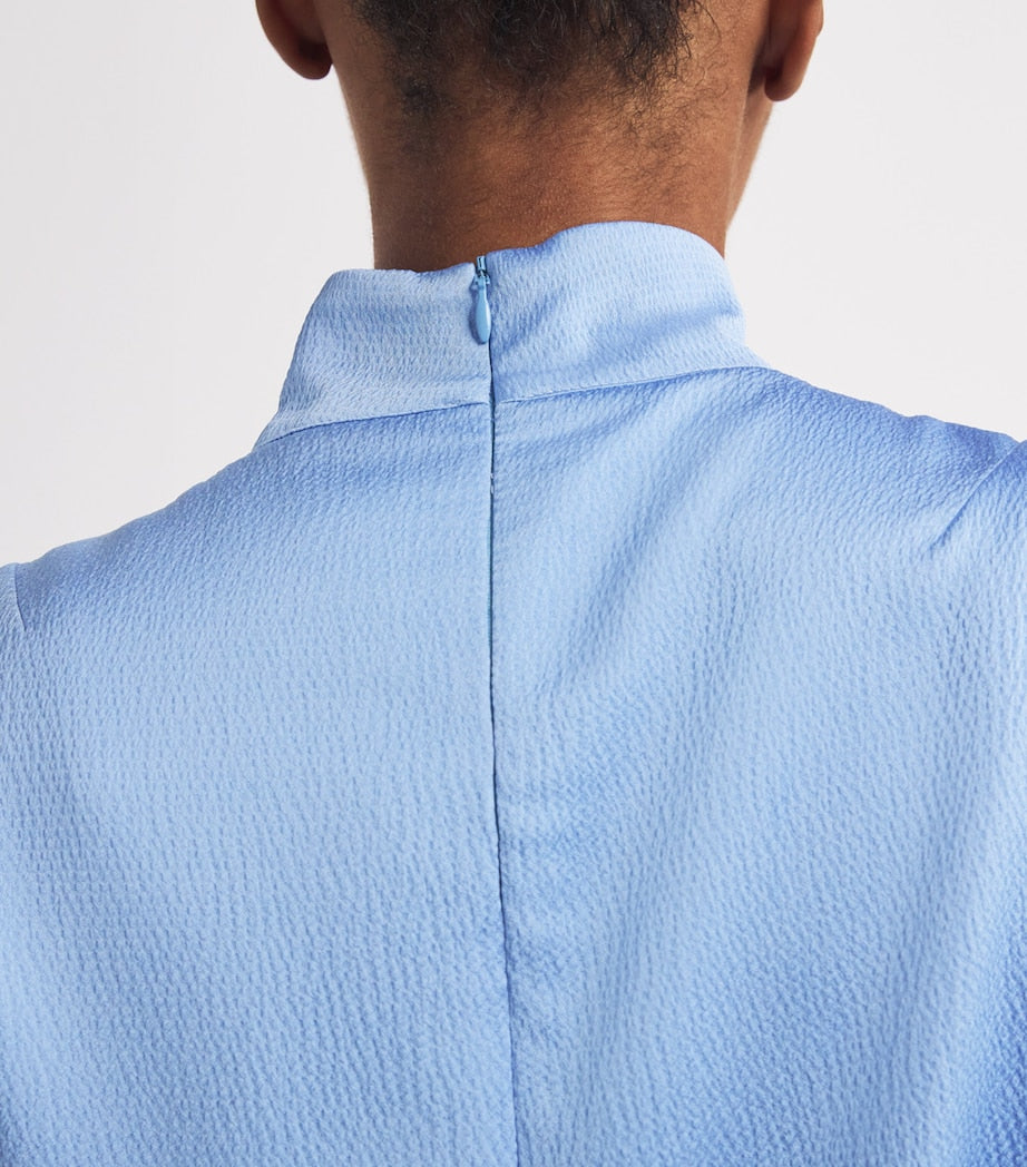 Blue Charmeuse Crinkle Cristo Gown