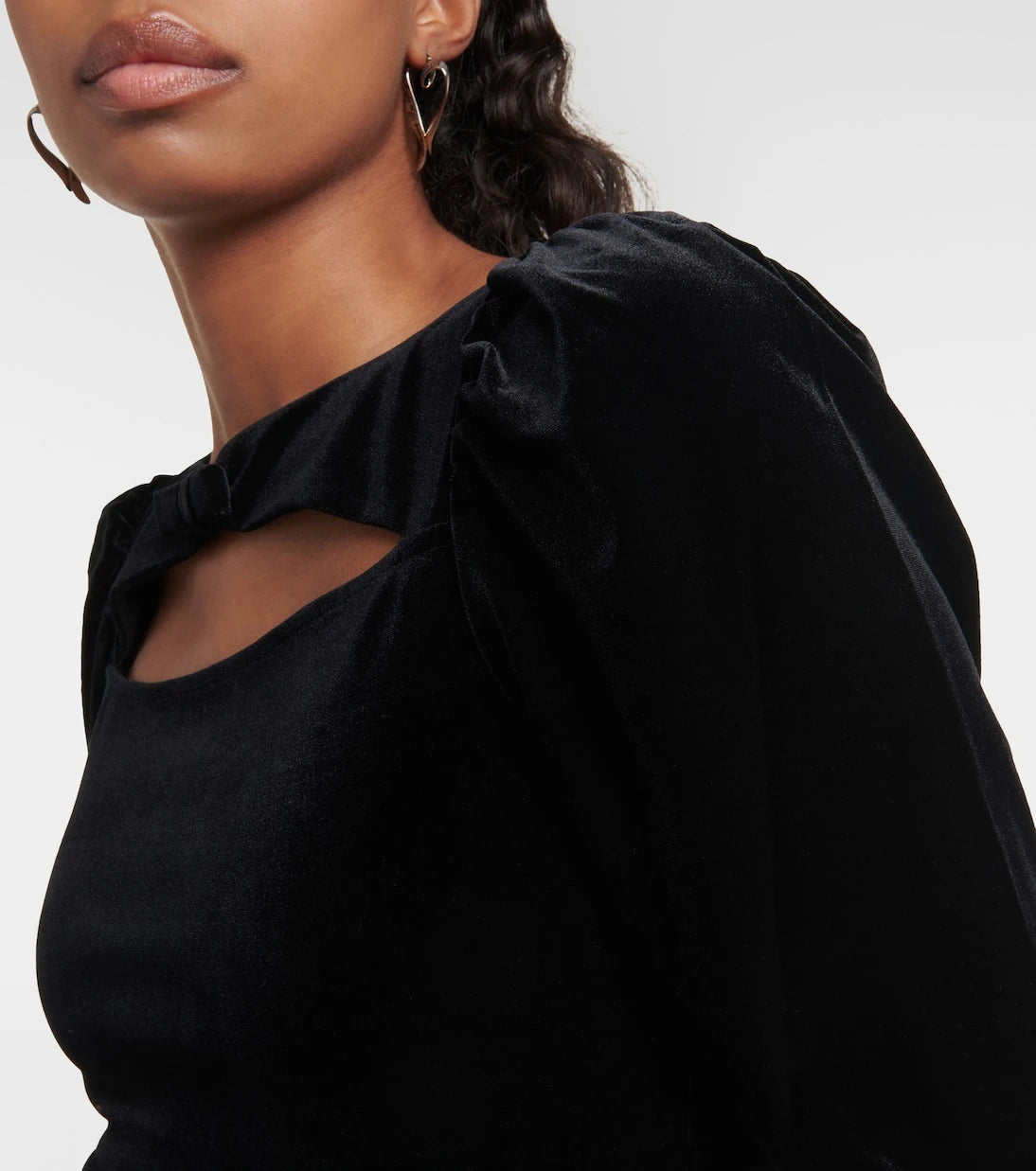 Ganni - Cutout velvet jersey bodysuit