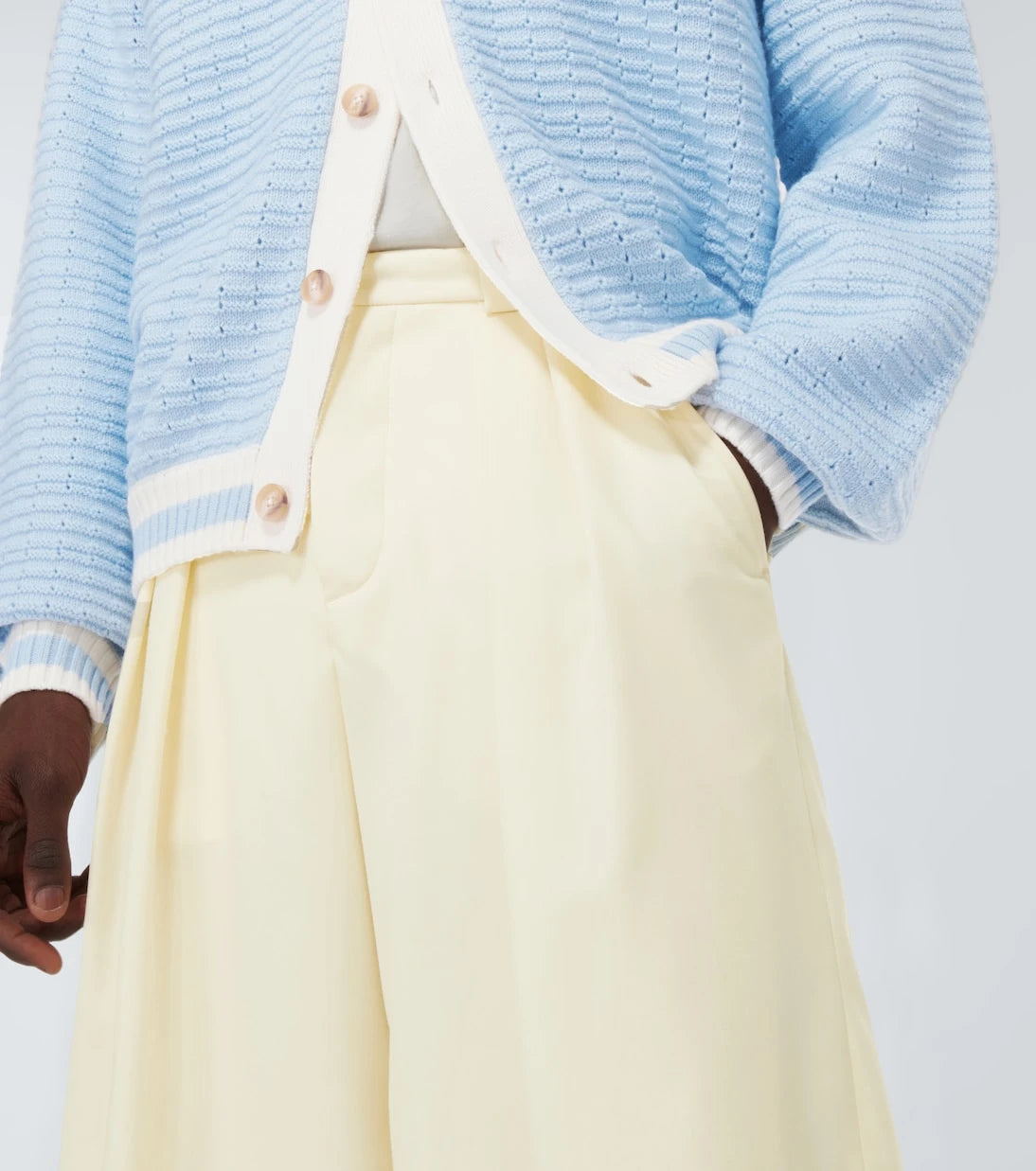 King & Tuckfield - Pleated high-rise wide-leg wool shorts