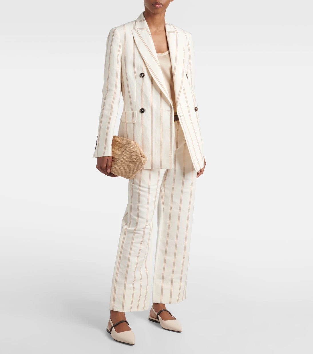Brunello Cucinelli - Monili striped linen and cotton chinos