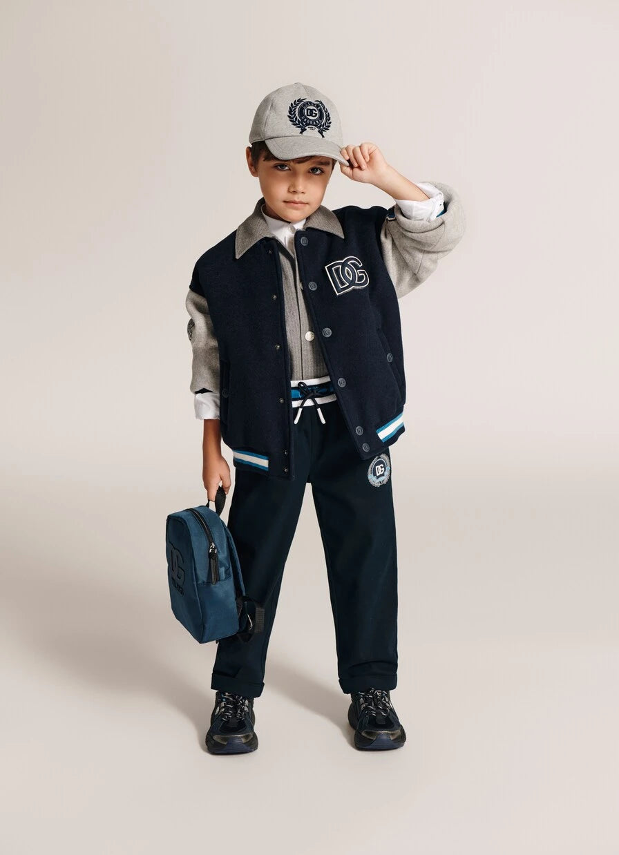 Dolce&Gabbana Kids - جاكيت فاريستي DG من مزيج الصوف