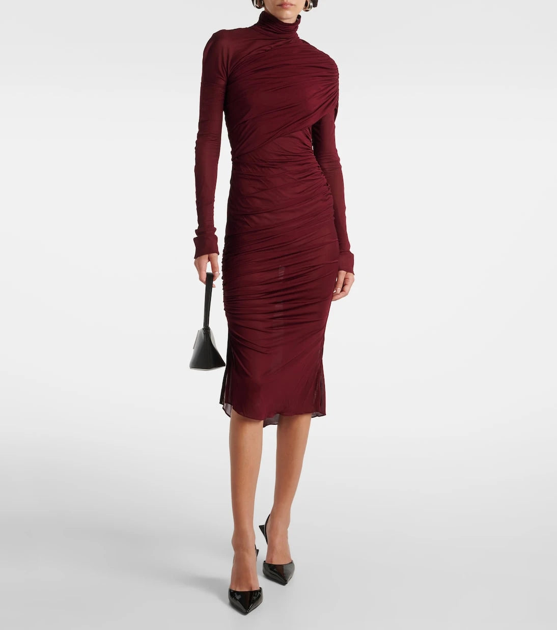 Mugler - Sheer ruched midi dress