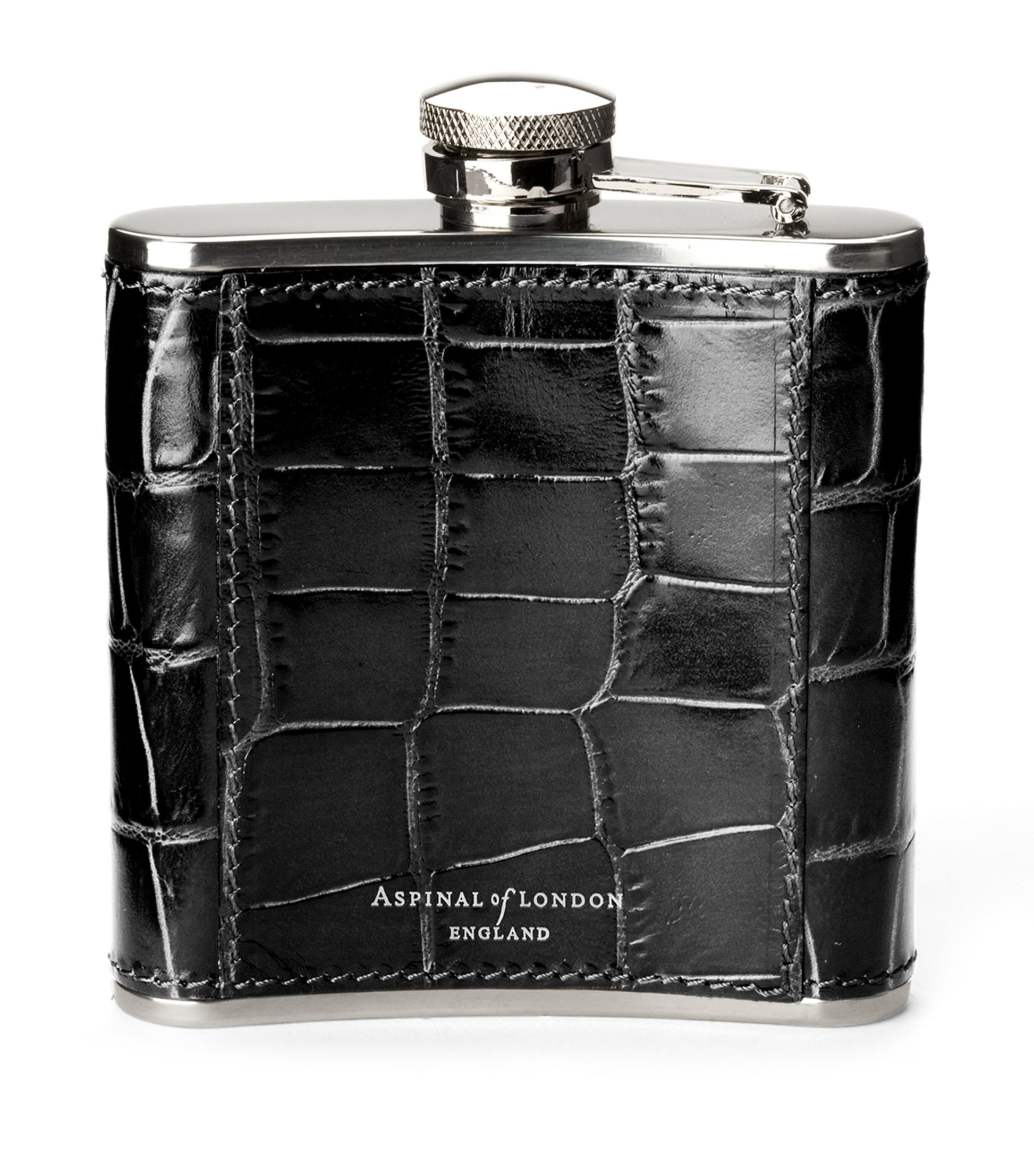 Croc-Embossed Leather Flask