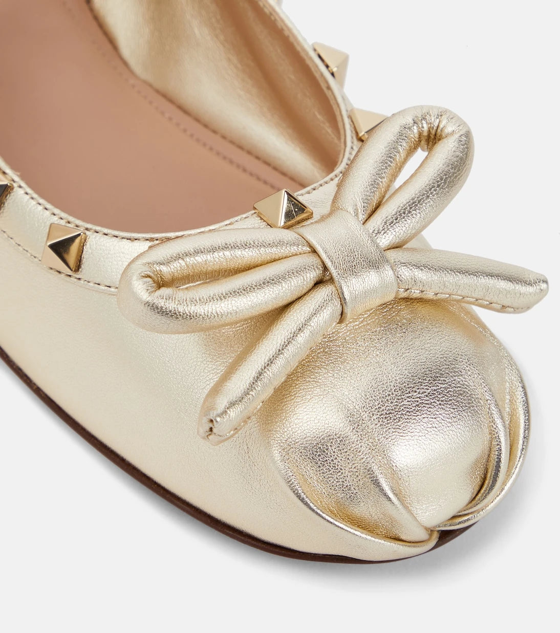 Valentino Garavani - Rockstud metallic leather ballet flats