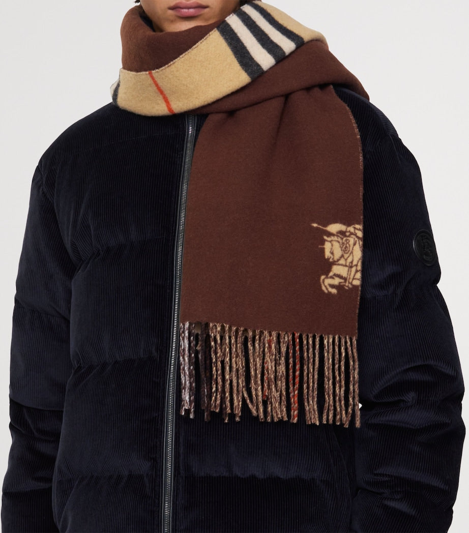 Beige Cashmere Wide Reversible EKD Scarf