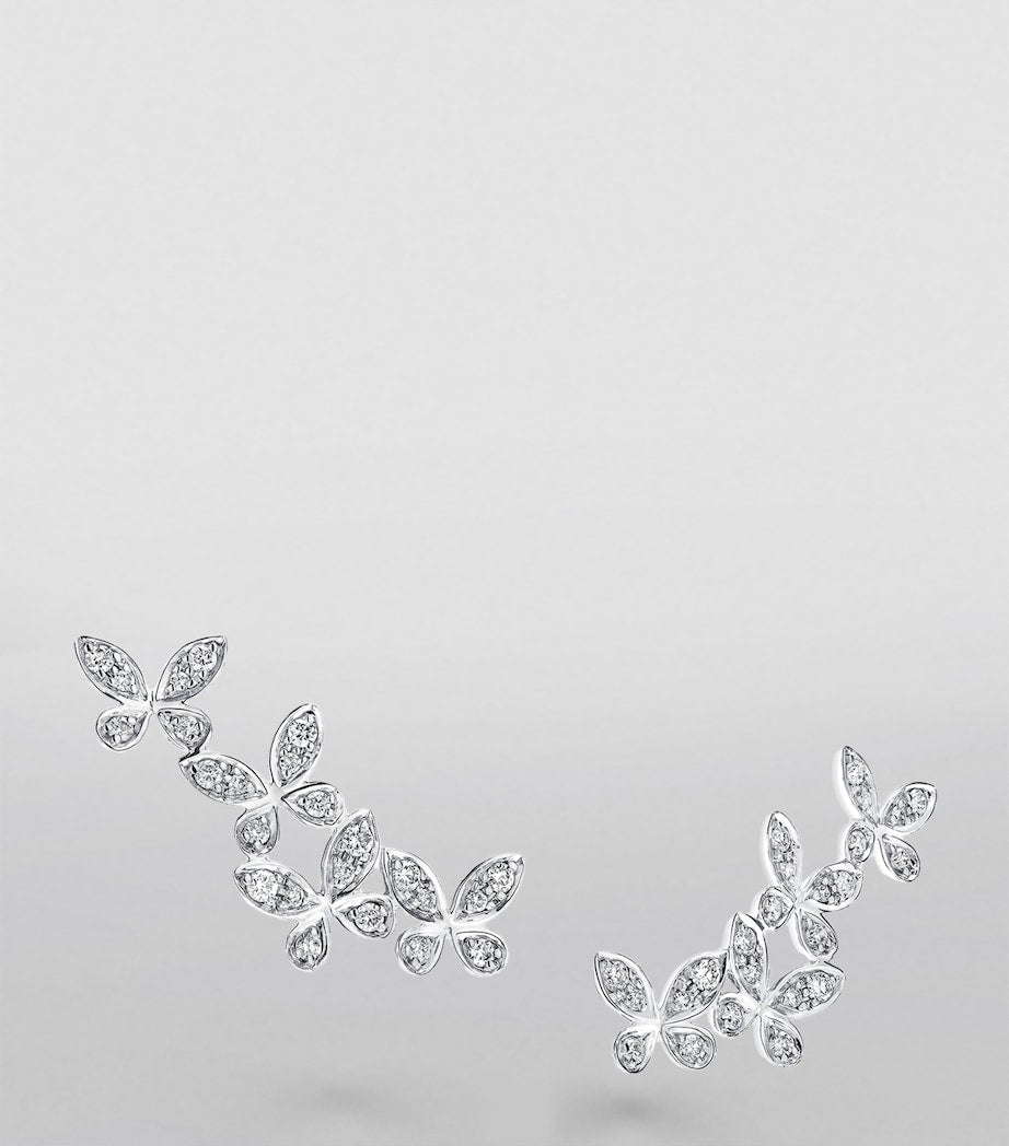 Small White Gold and Diamond Butterfly Earrings