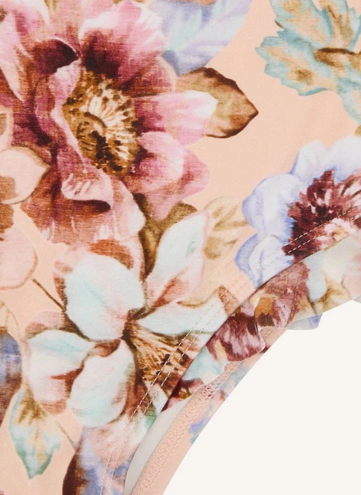 Zimmermann - Awaken Floral Long Sleeve Swimsuit | Pale Pink