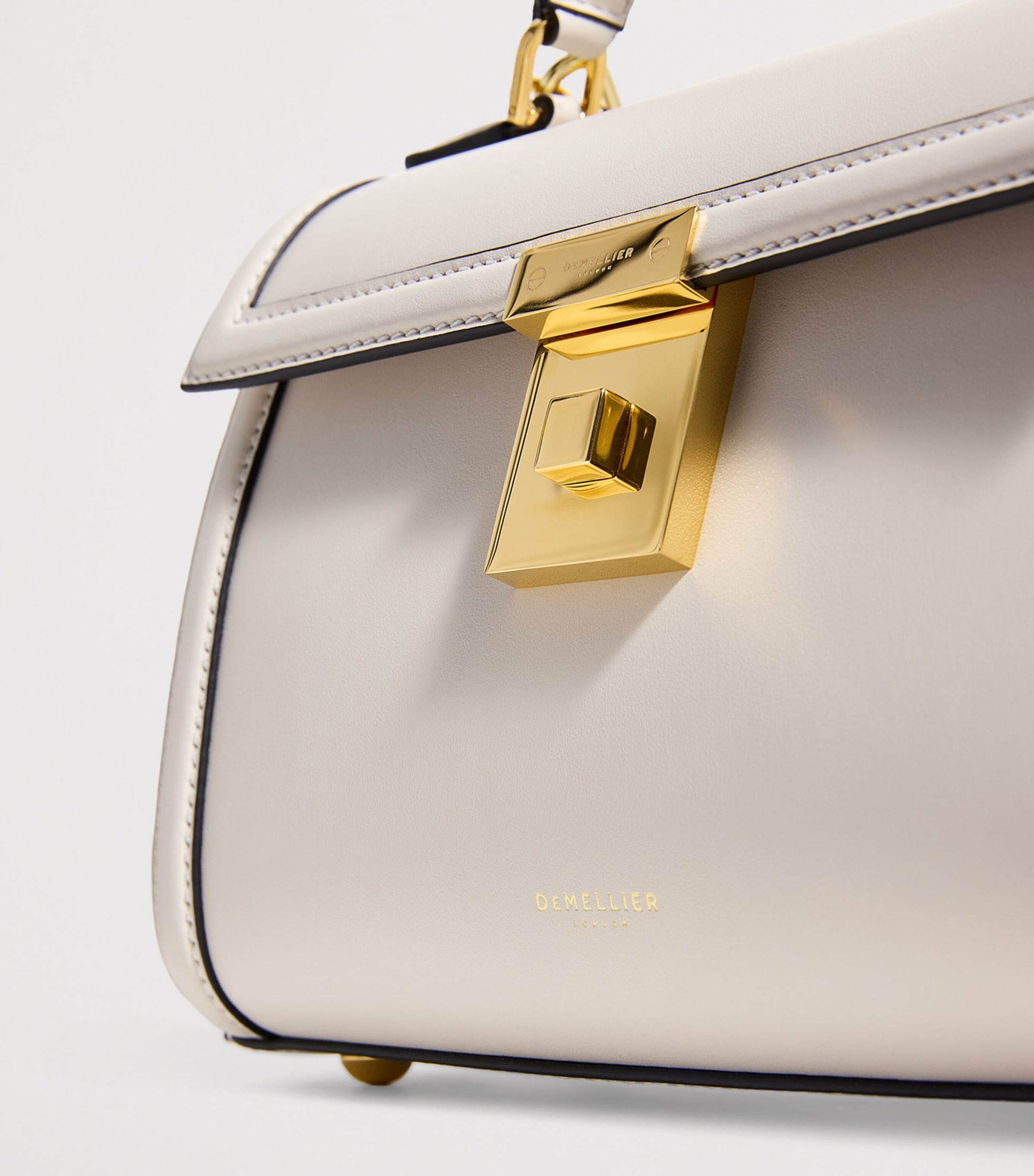 Demellier Ivory Leather Paris Top-Handle Bag
