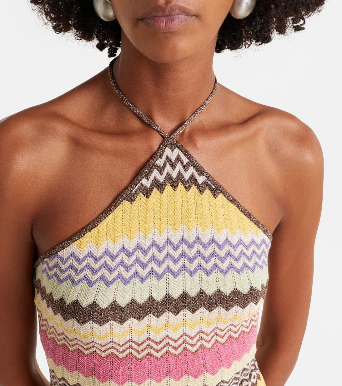 Faithfull - Ria chevron halterneck lamé top