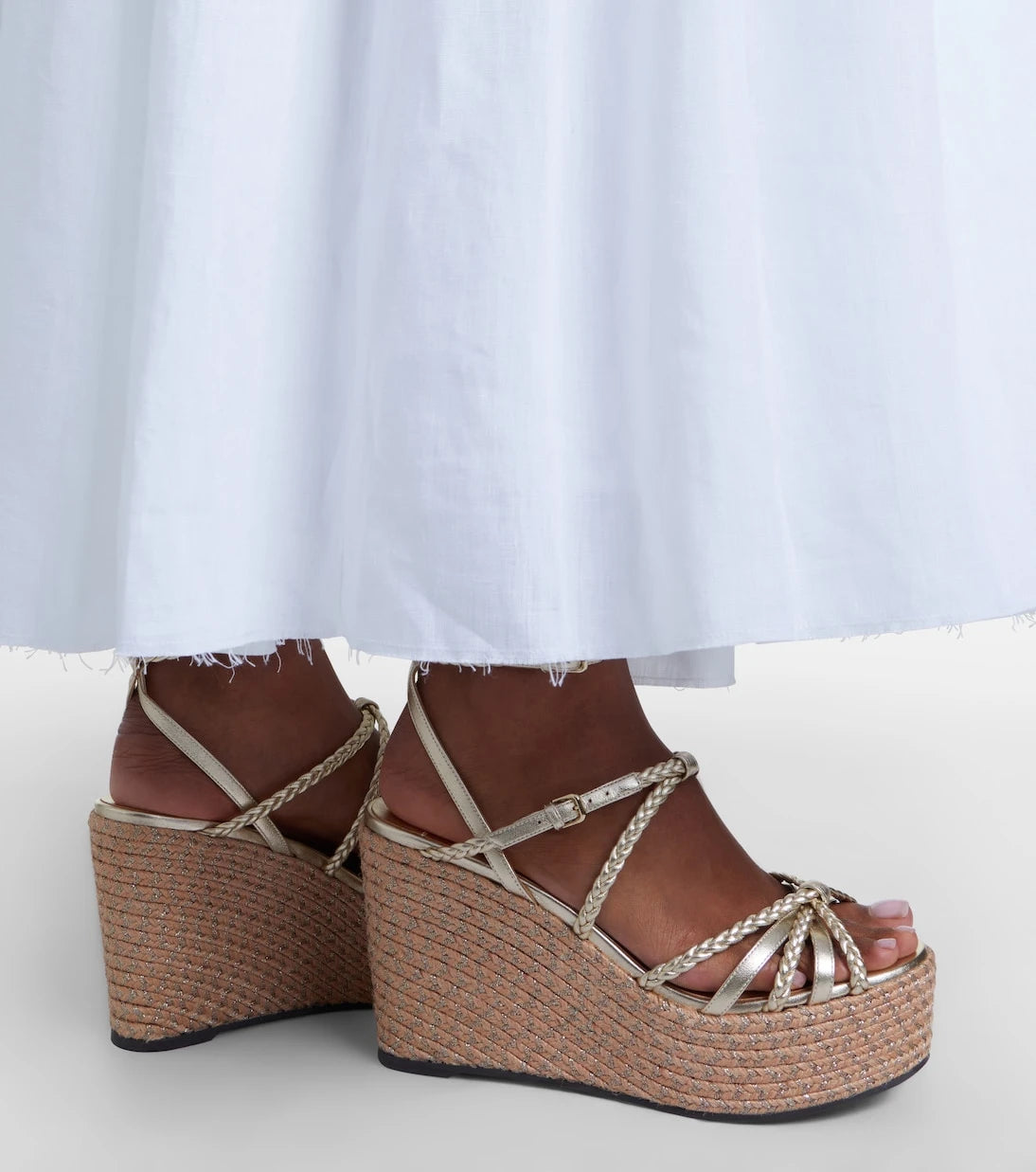 Jimmy Choo - Nyra braided leather espadrille wedges
