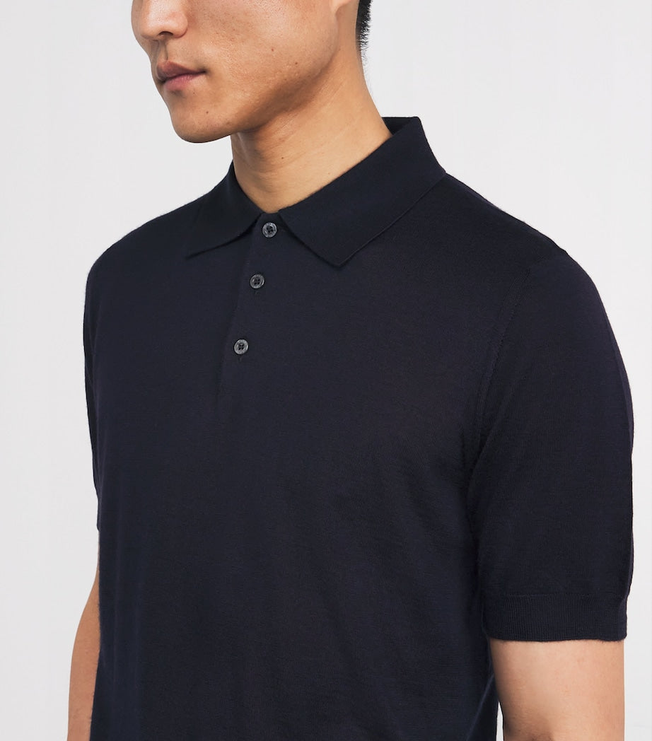 Isaia Black Cashmere-Silk Knit Polo Shirt