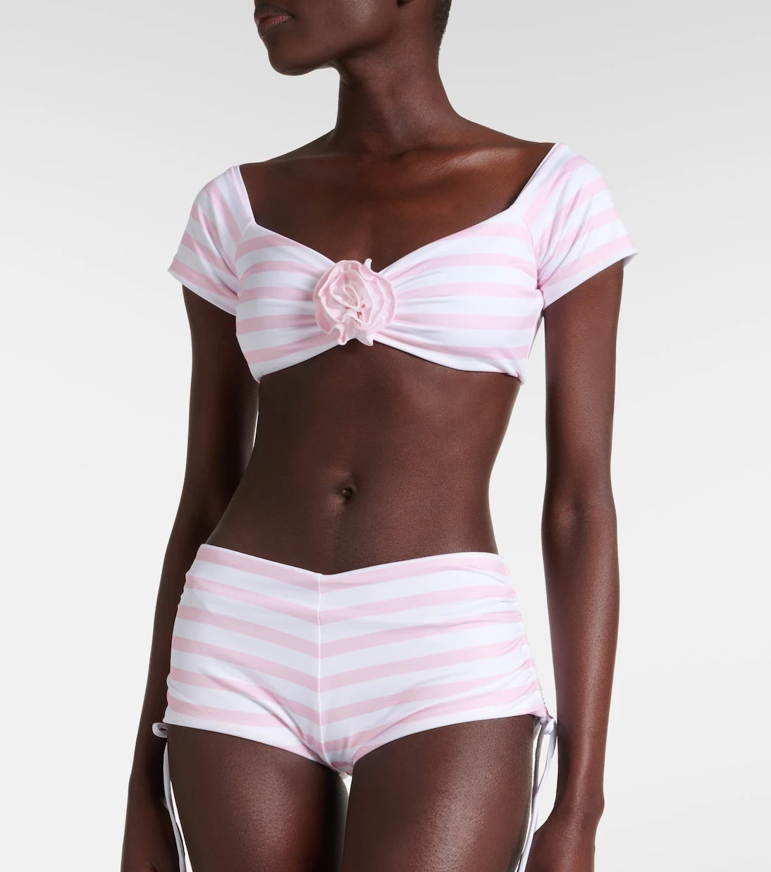 Bananhot - Stefani striped off-shoulder crop top