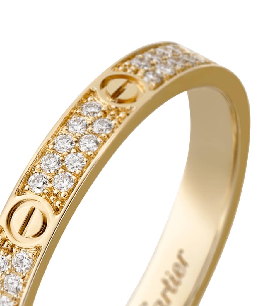 Small Yellow Gold and Diamond LOVE Ring