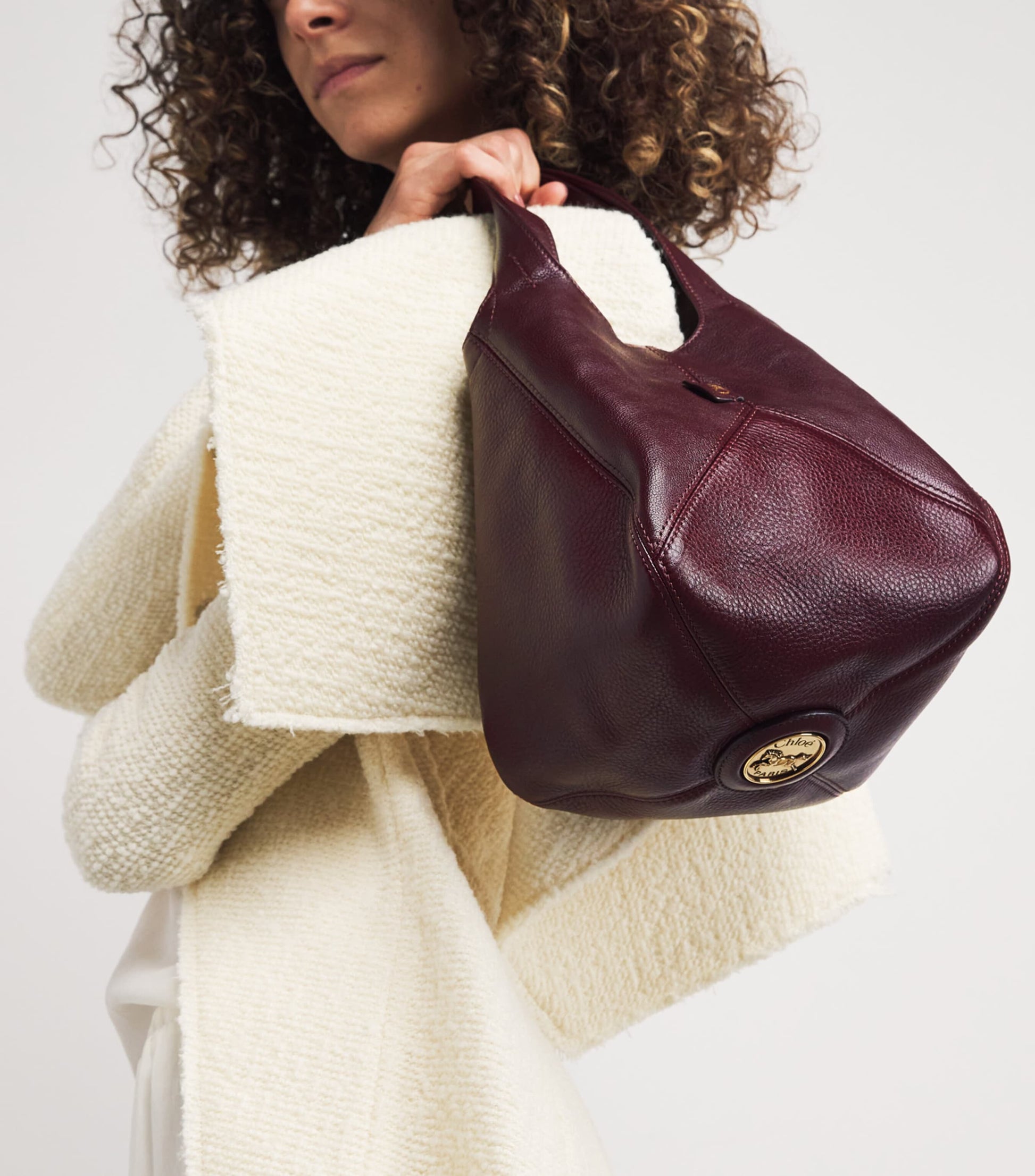 Chloé Red Small Leather Balloon Bucket Bag