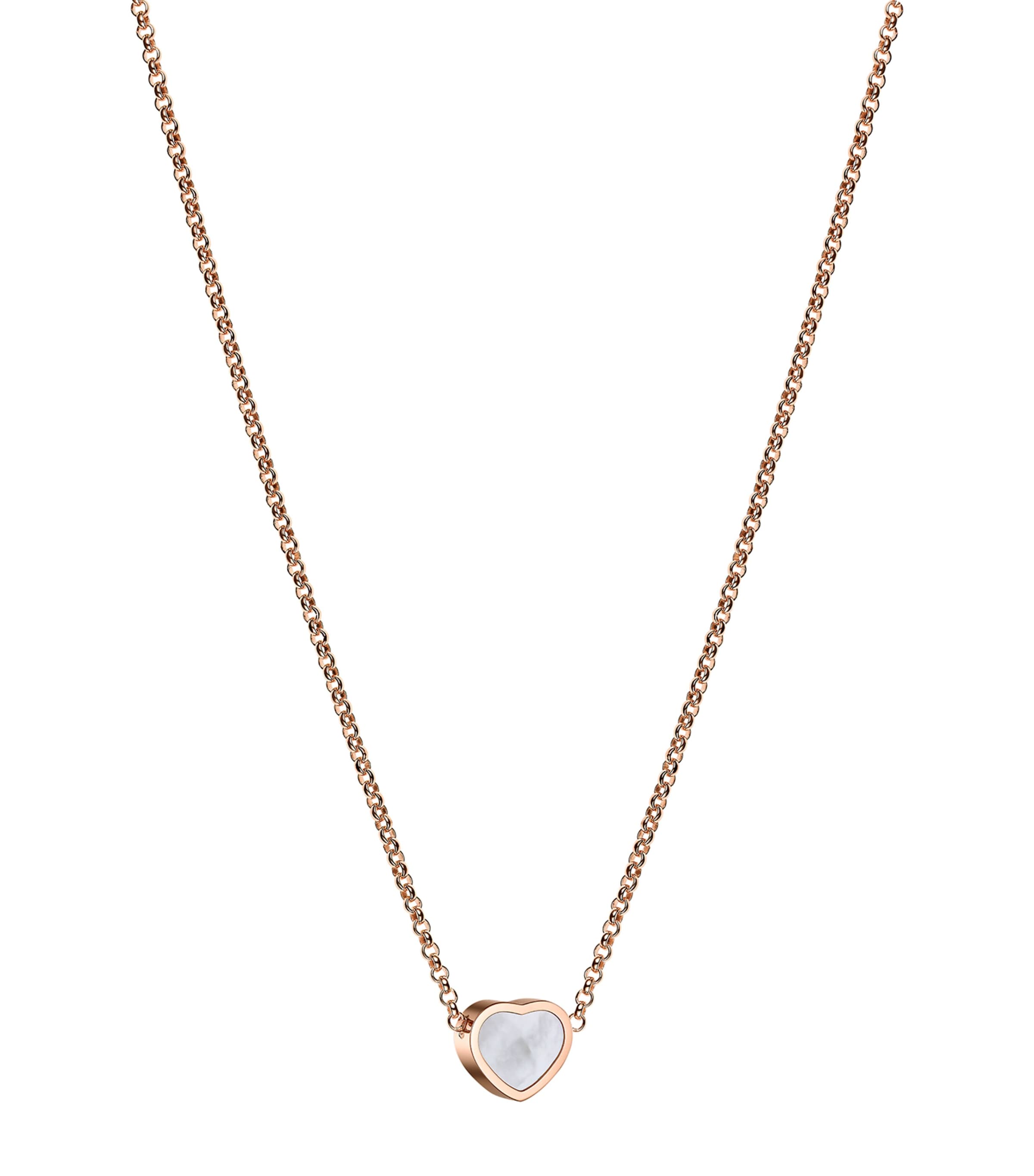 Chopard Rose Gold and Mother-of-Pearl My Happy Hearts Pendant Necklace