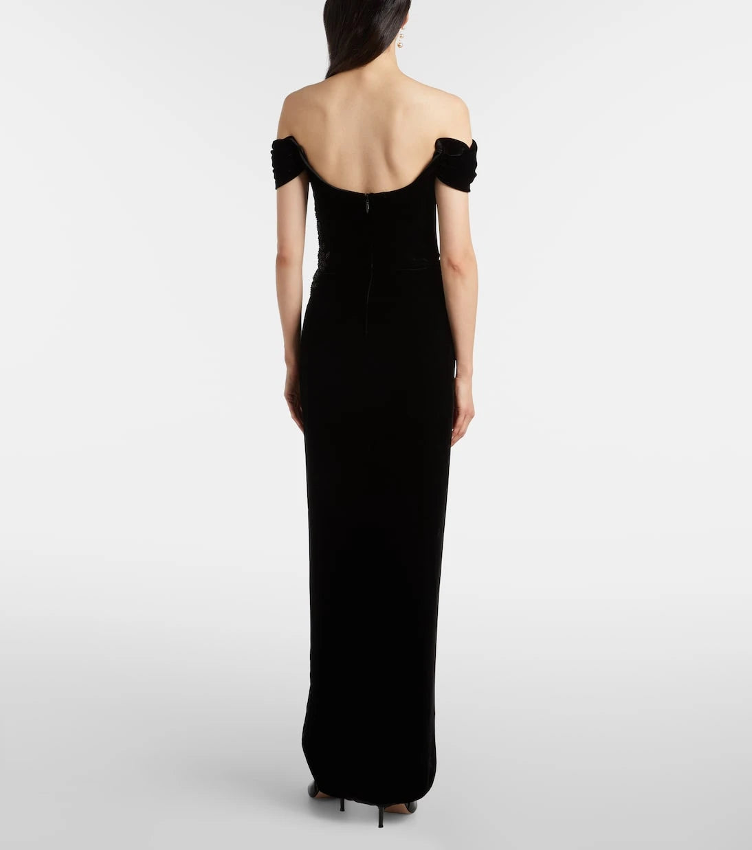 Costarellos - Embellished off-shoulder velvet gown