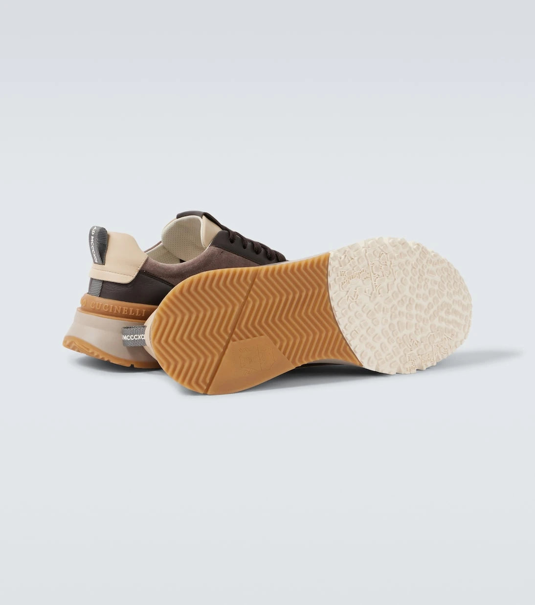 Brunello Cucinelli - Leather-trimmed suede sneakers