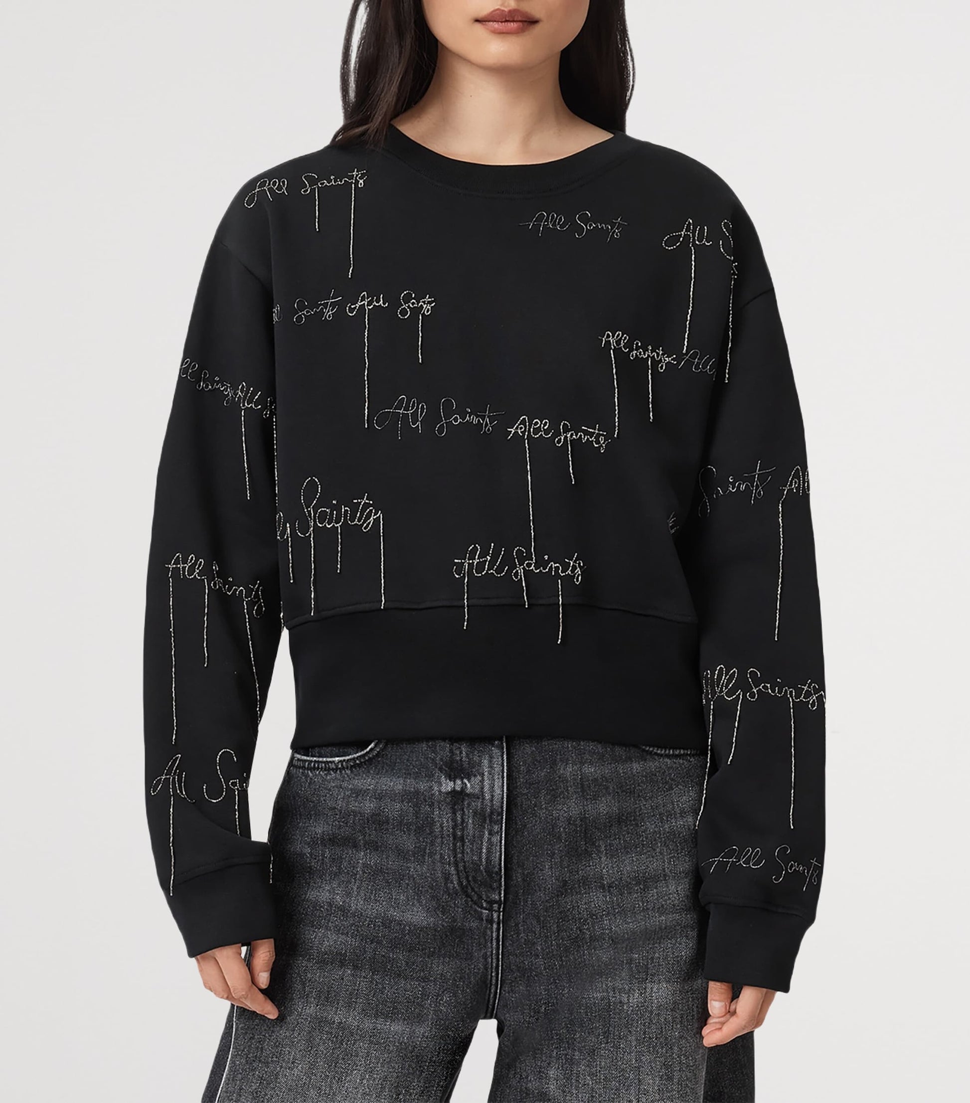 Black Embellished Separo Sweatshirt