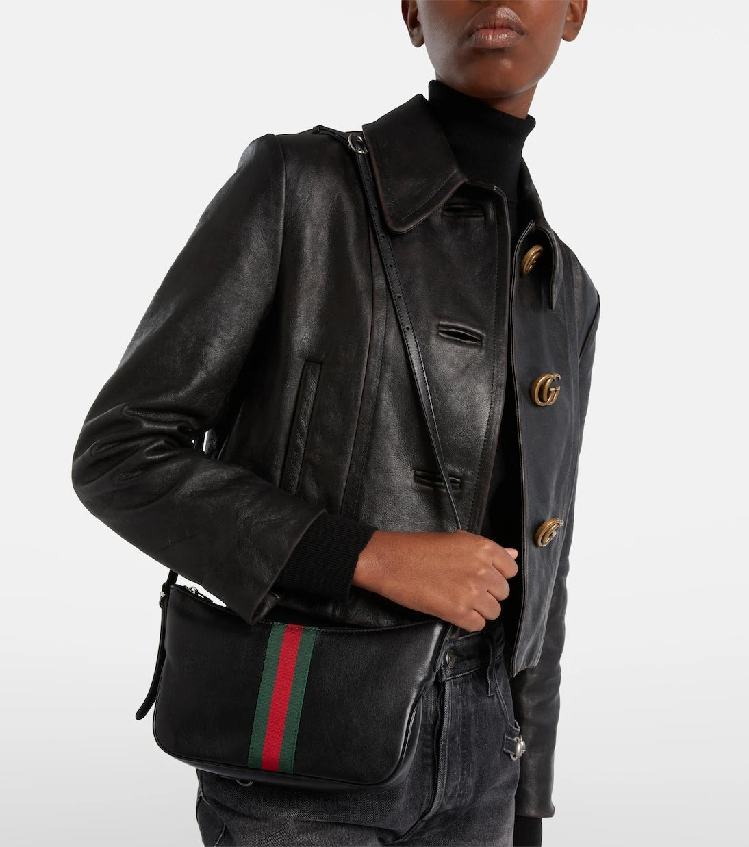 Gucci - Lunetta Small leather crossbody bag