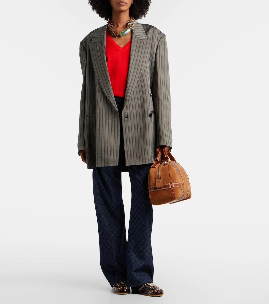 Dries Van Noten - Leather-trimmed suede top-handle bag