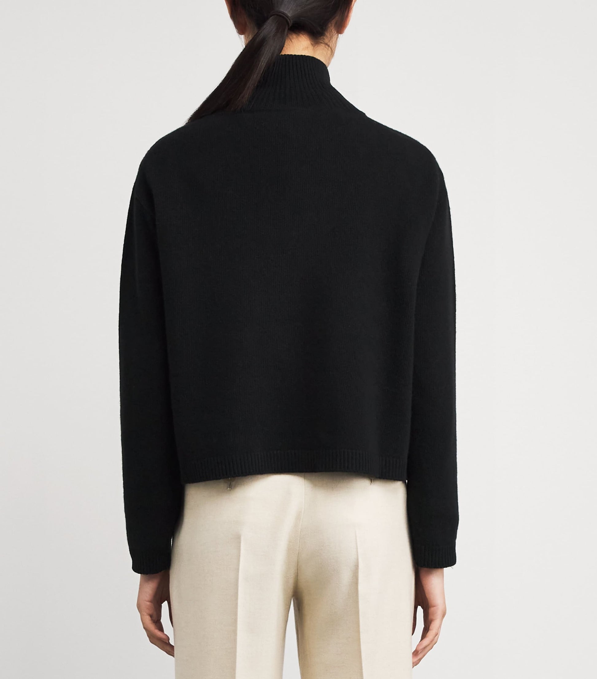 Black Wool-Cashmere Rollneck Sweater