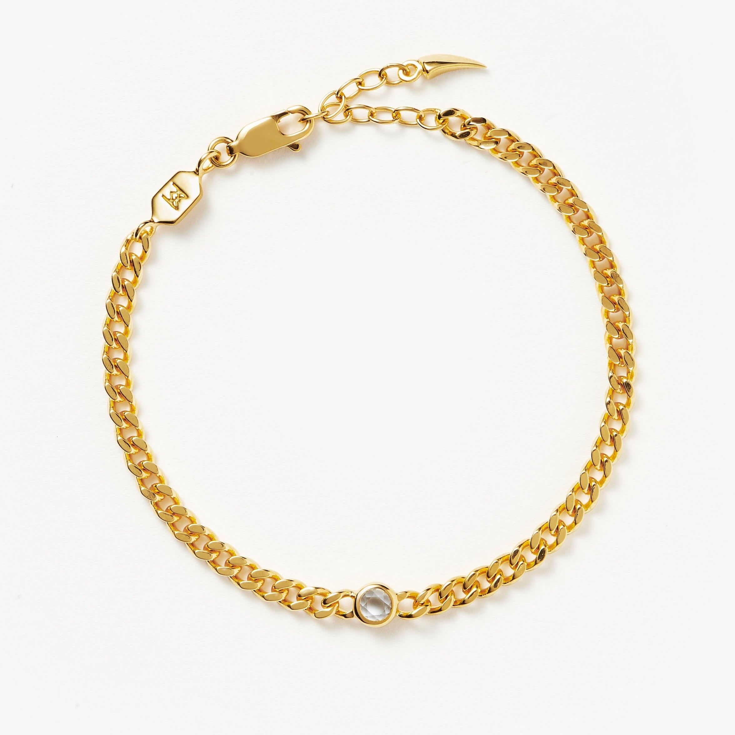 Birthstone Chain Bracelet - April | 18ct Gold Plated Vermeil/Crystal Bracelets Missoma 