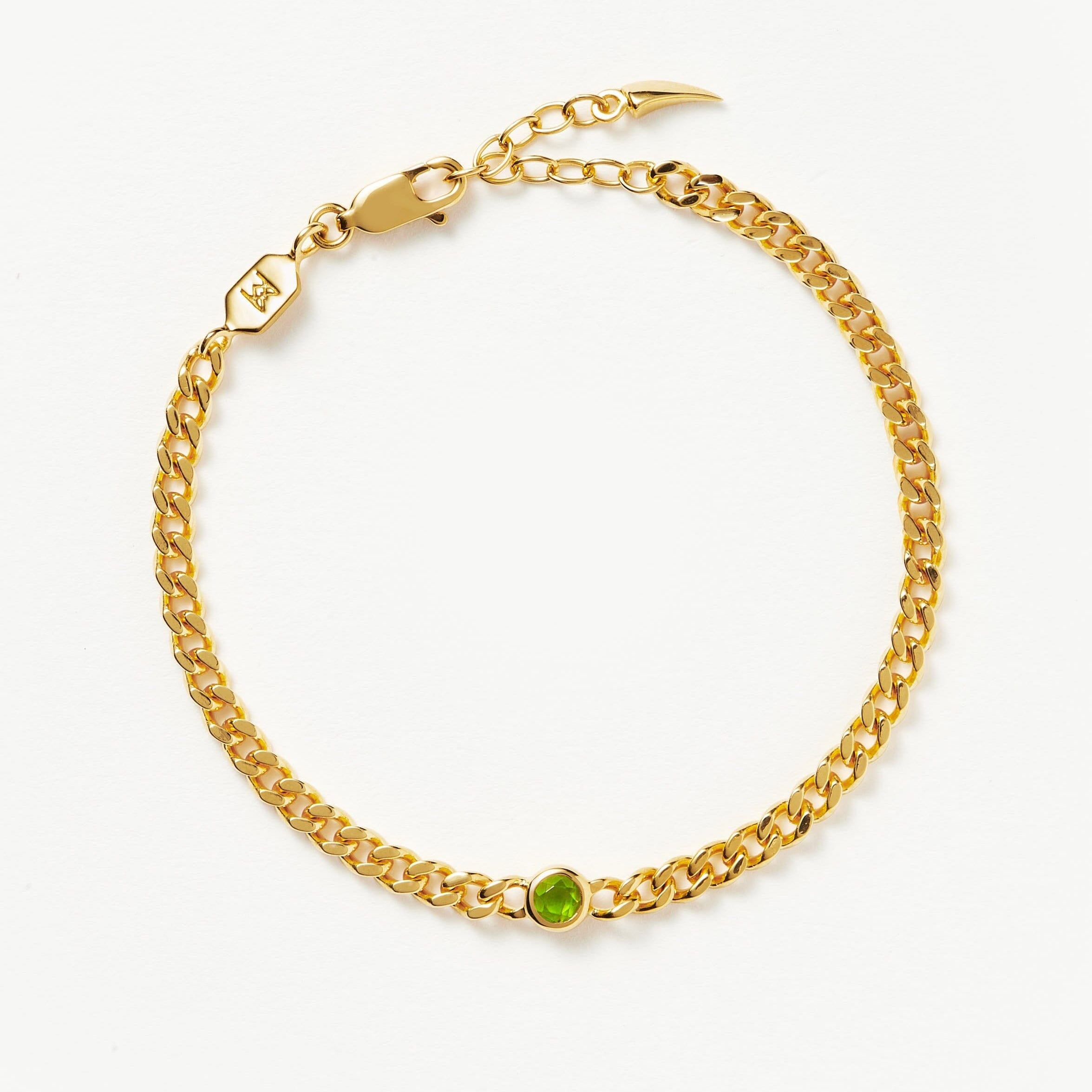 Birthstone Chain Bracelet - August | 18ct Gold Plated Vermeil/Peridot Bracelets Missoma 