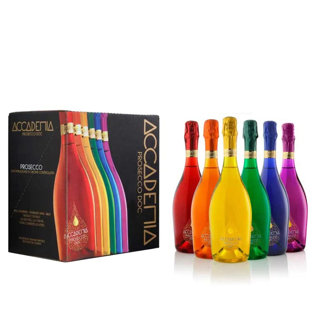 Accademia Prosecco Rainbow Mixed Case, 6 x 75 cl