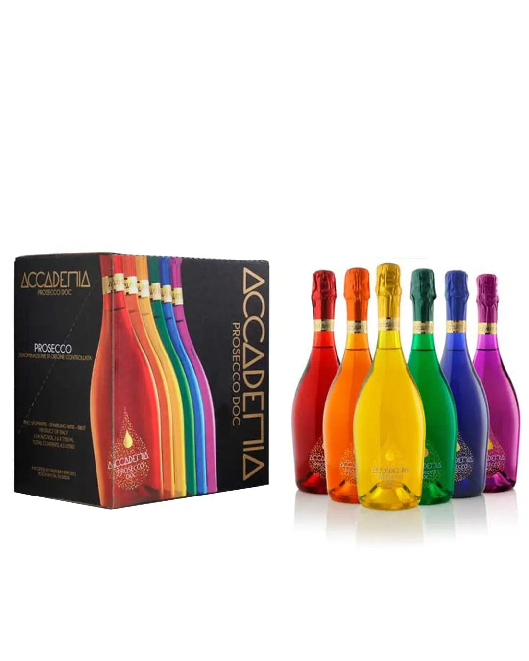 Accademia Prosecco Rainbow Mixed Case, 6 x 75 cl
