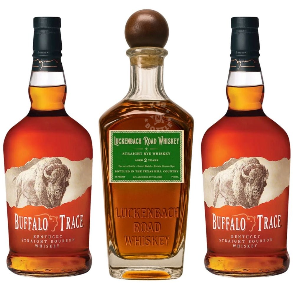 Buffalo Trace Bourbon x Luckenbach Rye Whiskey Combo Pack (3 x 750 ml)