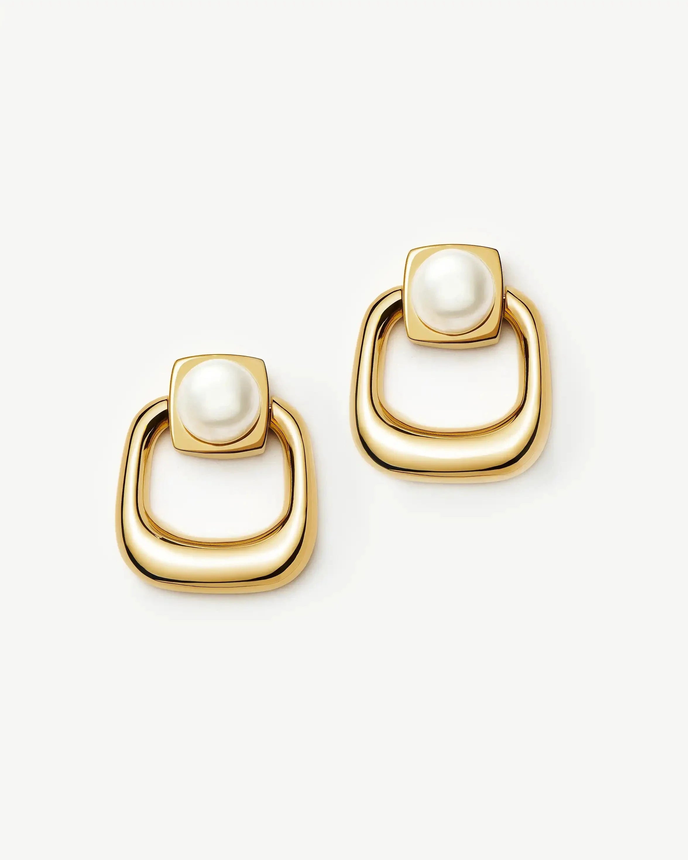 Button Pearl Statement Stud Earrings | 18ct Gold Plated/Pearl Earrings Missoma 