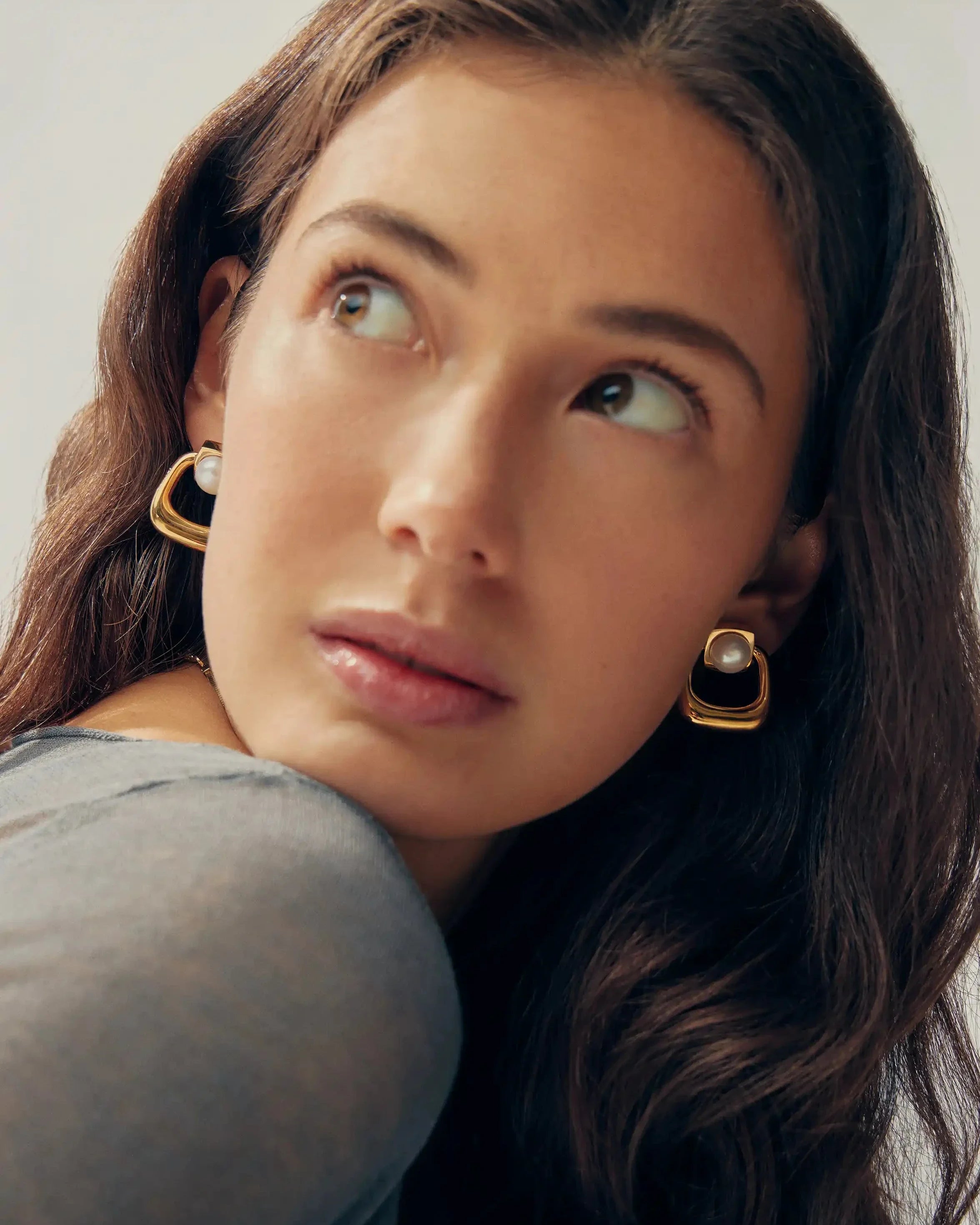 Button Pearl Statement Stud Earrings | 18ct Gold Plated/Pearl Earrings Missoma 