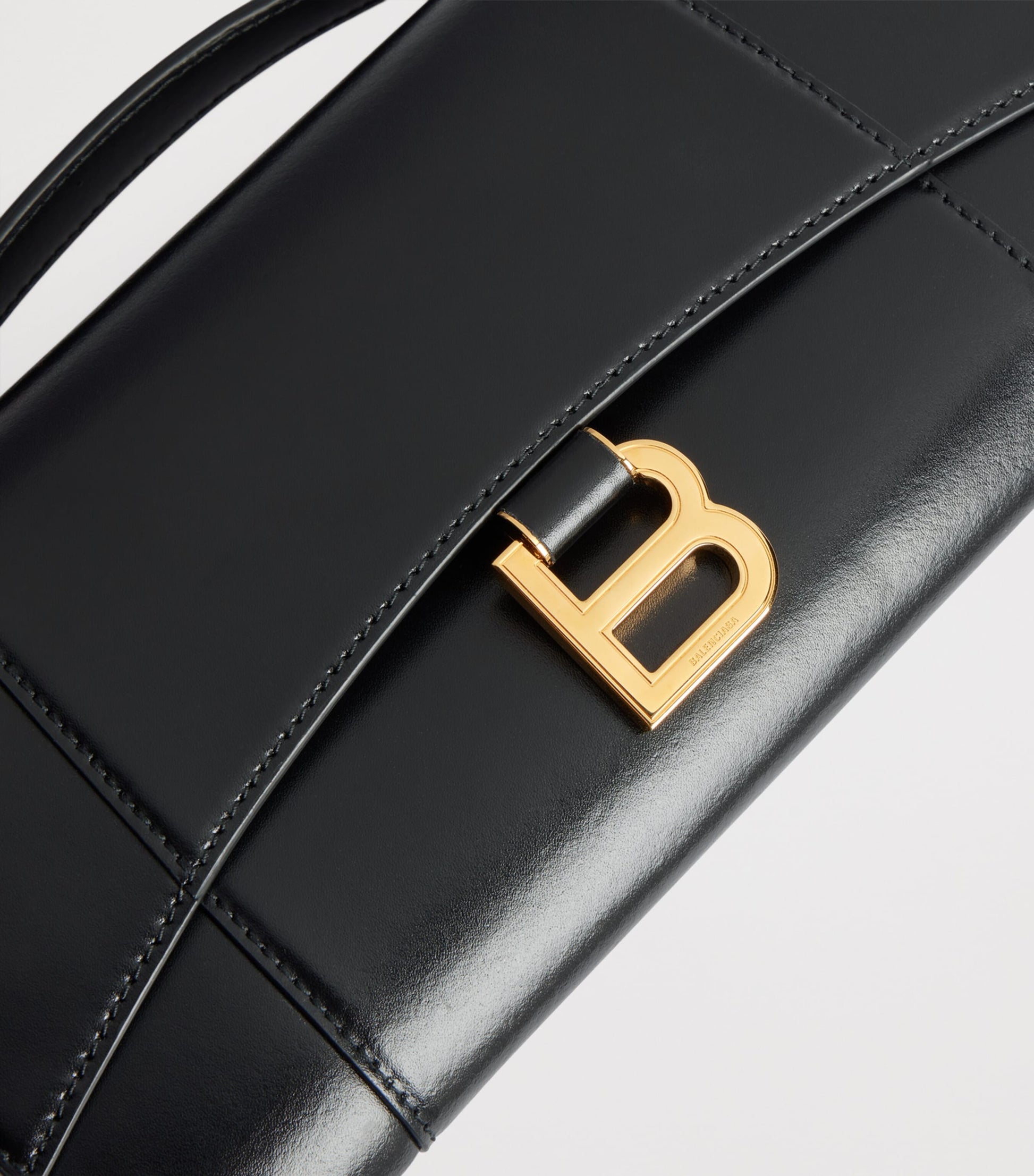 Balenciaga Black Leather Hourglass Pochette Bag