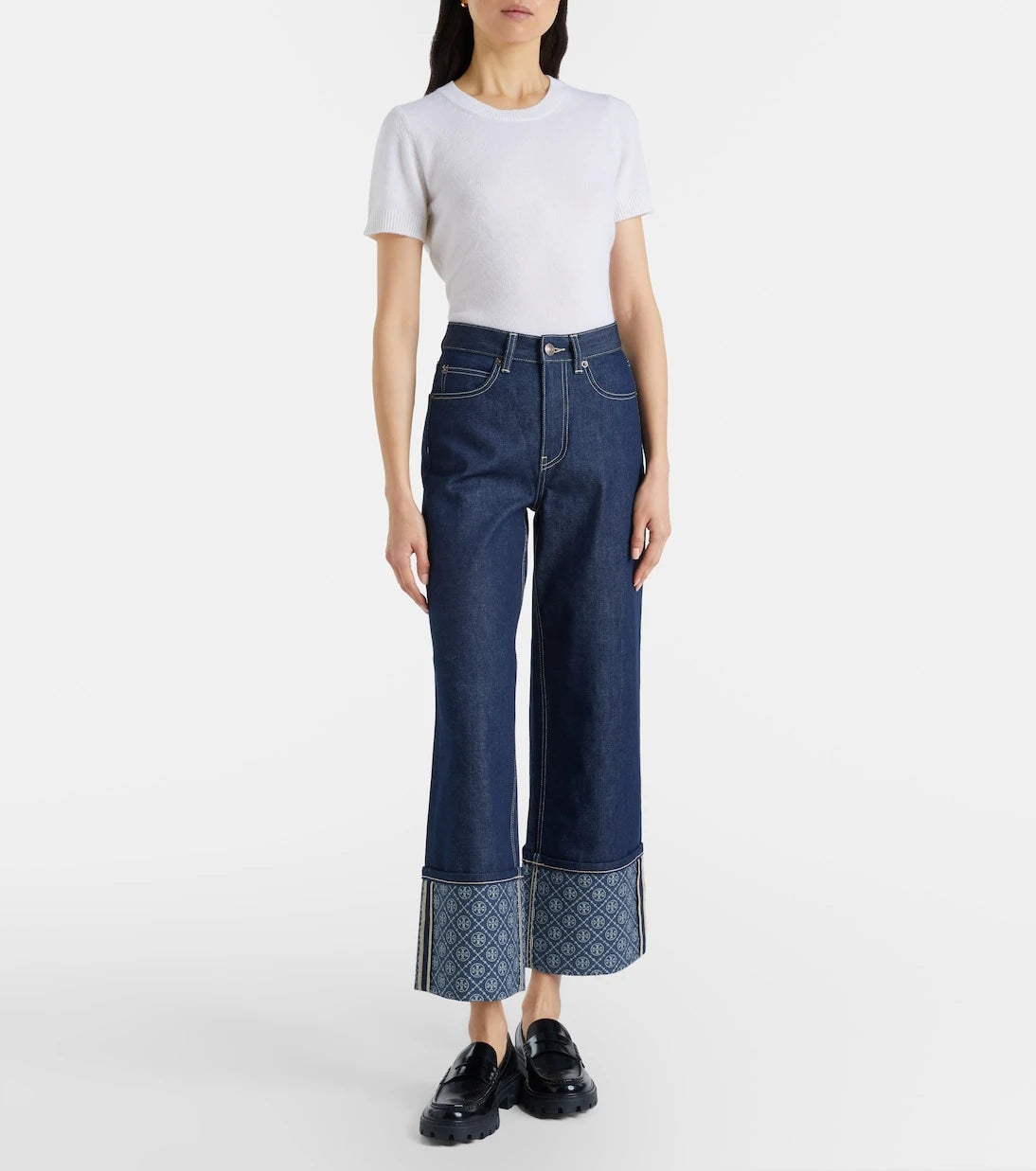Tory Burch - Monogram wide-leg jeans