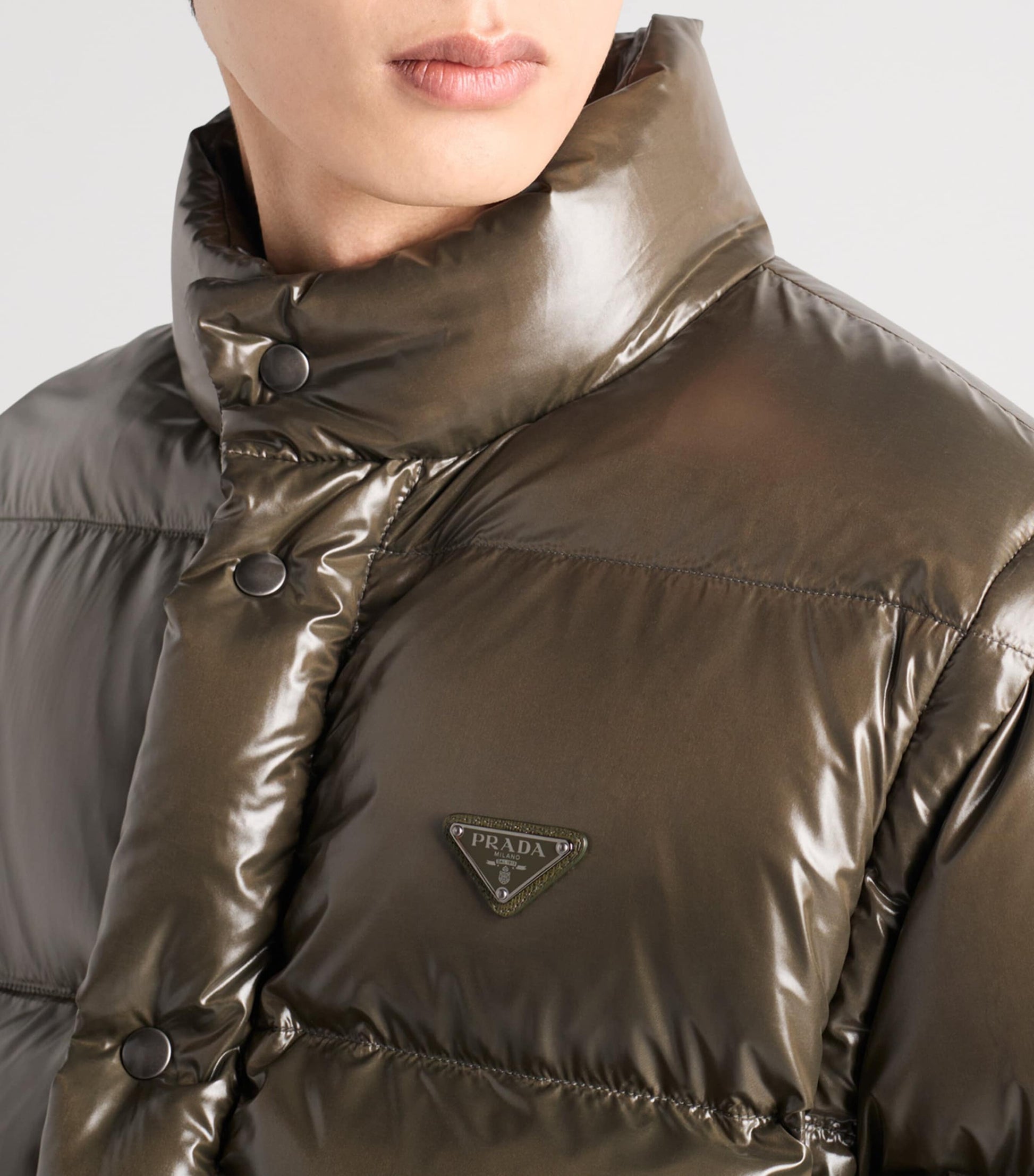 Green Re-Nylon Logo Puffer Jacket