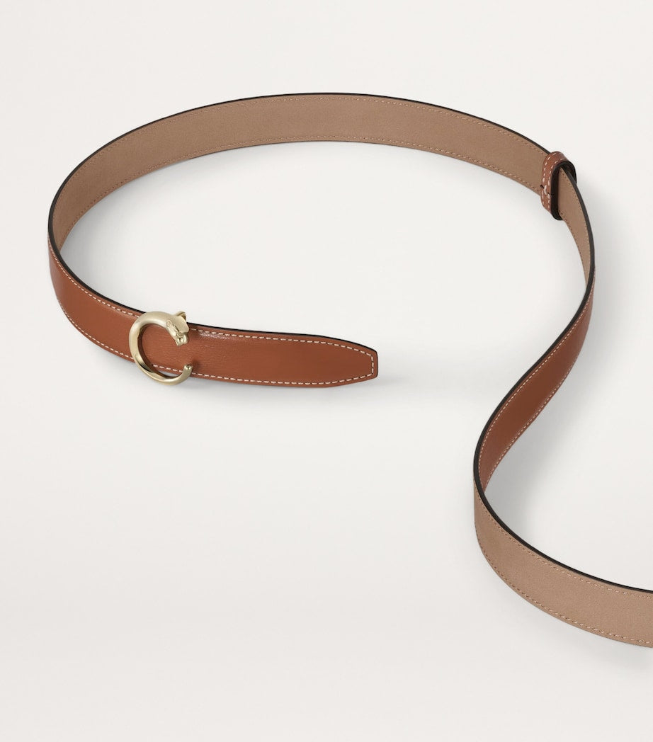 Brown Small Leather Panthère de Cartier Belt (75cm)
