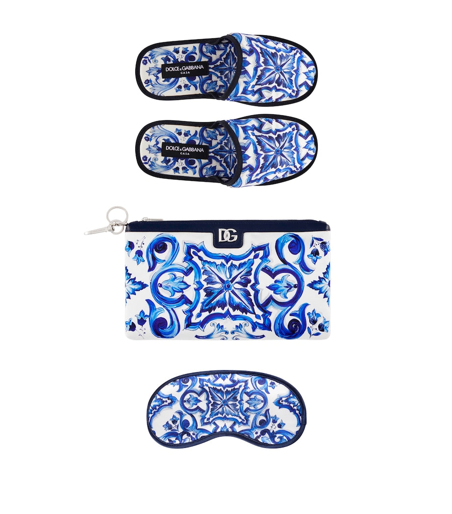 Dolce & Gabbana Casa Majolica Slippers and Sleep Mask Travel Set