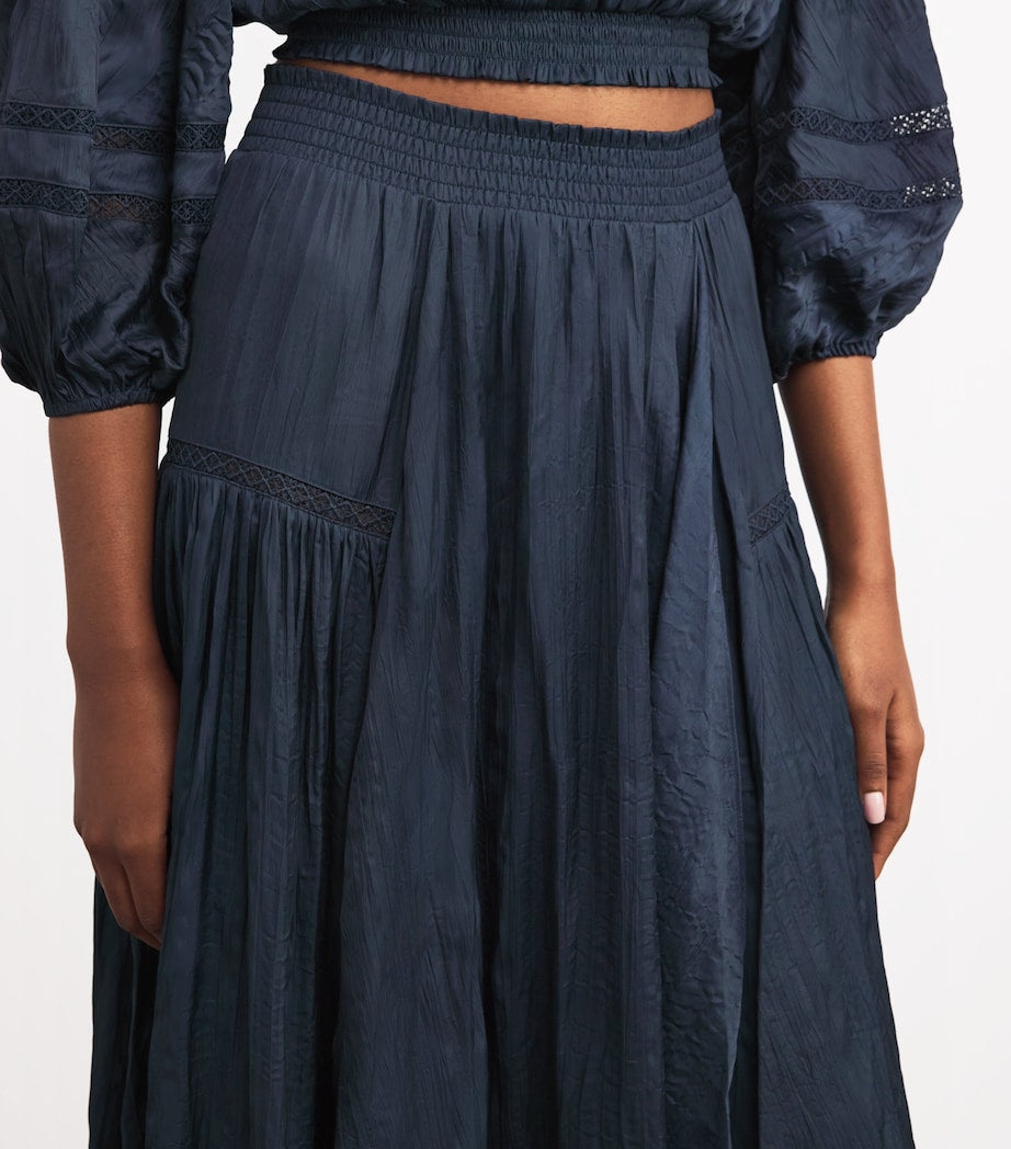 Blue Asymmetric Midi Skirt