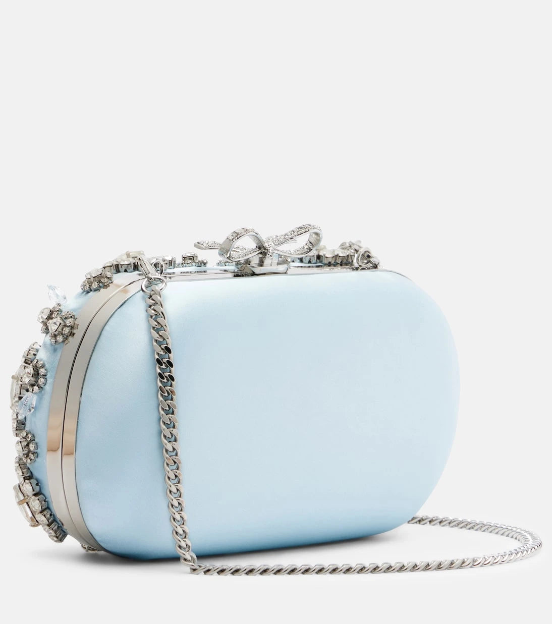 Self-Portrait - Crystal-embellished satin clutch