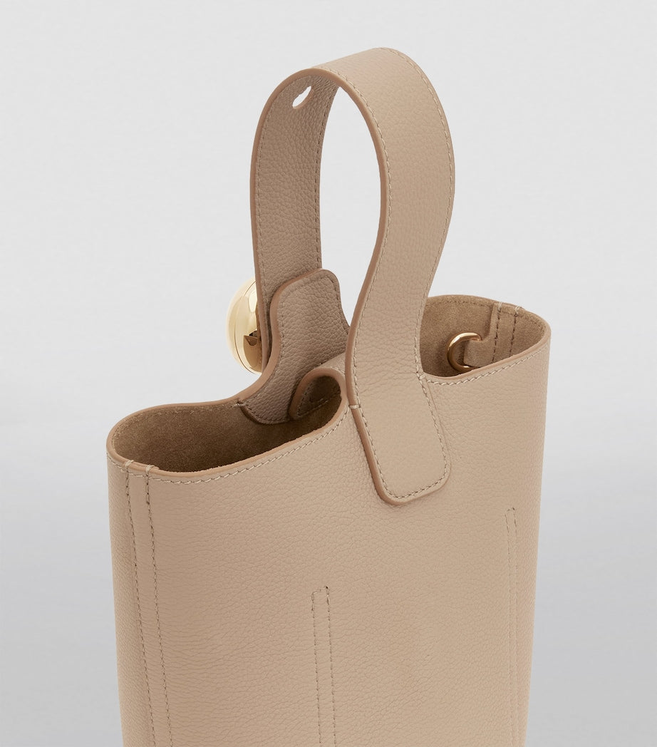 LOEWE Beige Mini Leather Pebble Bucket Bag