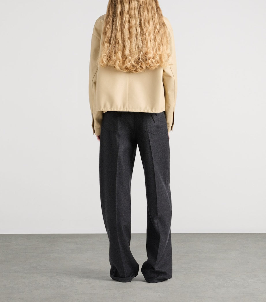 Prada Neutral Zipped Leather Jacket