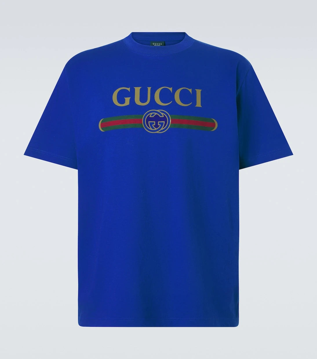 Gucci - تيشيرت جيرسيه قطن وحرير بشعار الماركة