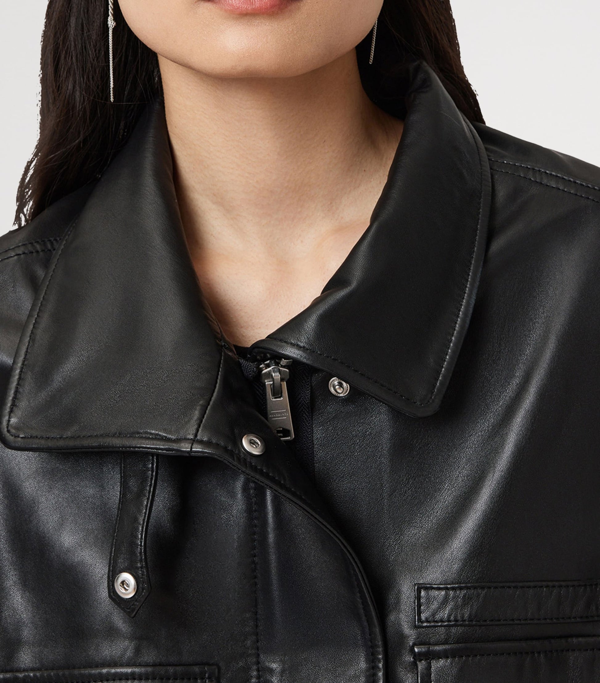 AllSaints Black Lambskin Clay Gilet