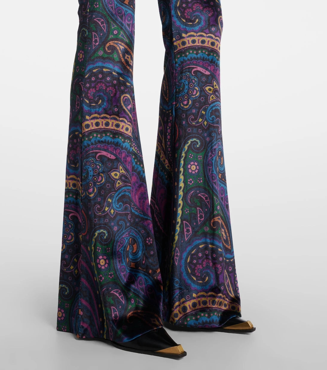 Etro - Desenli yüksek belli kadife boru paça pantolon