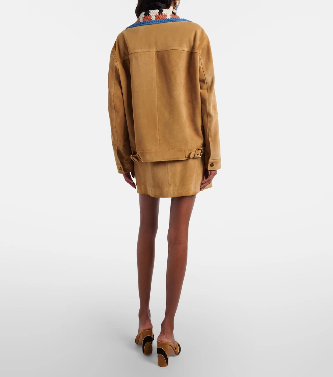Etro - Belted suede miniskirt