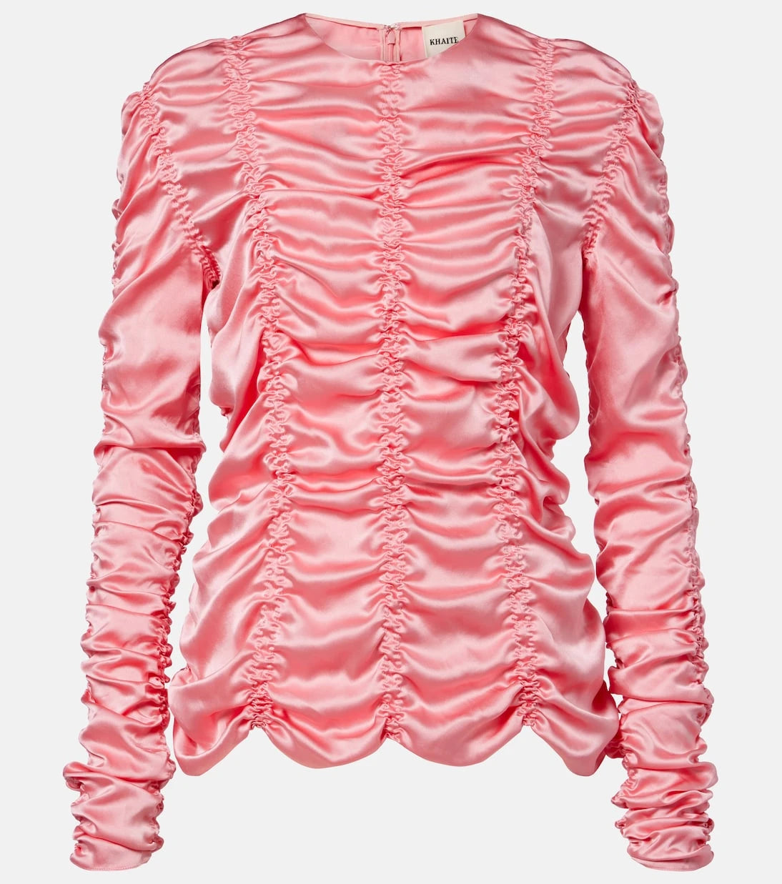 Khaite - Rory ruched silk charmeuse top
