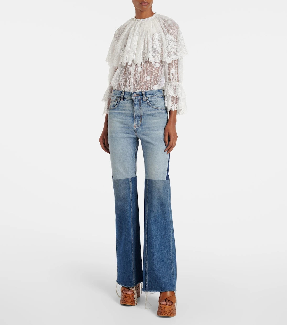 Chloé - Patchwork flared jeans