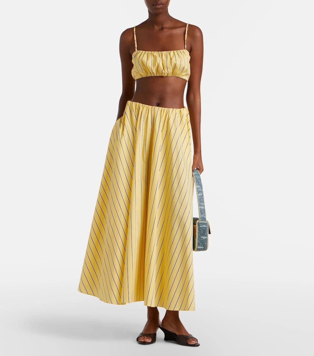 Staud - Milano striped cotton maxi skirt